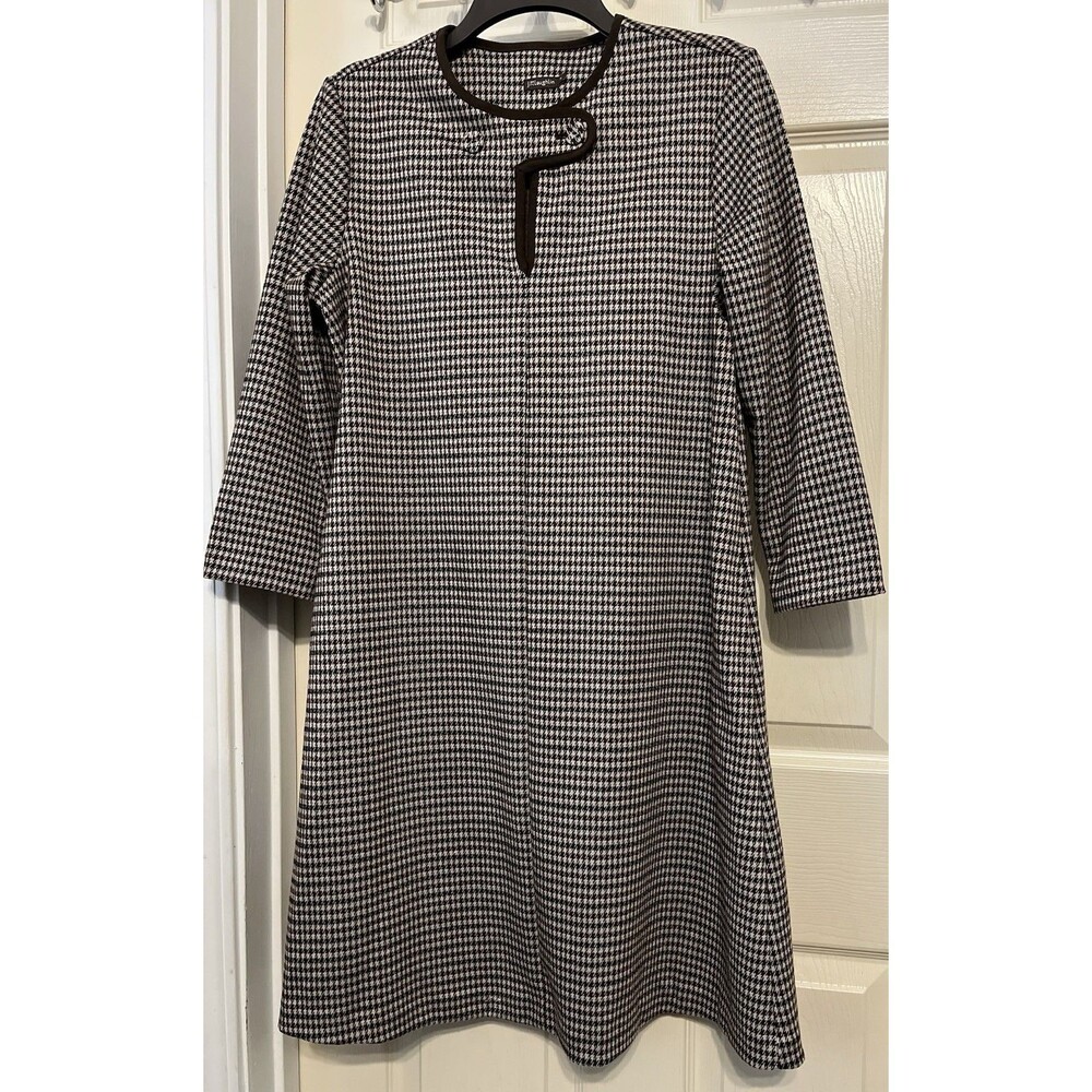 J.McLaughlin "Penelope" Houndstooth Shift Dress - Size Medium - 60s Mod Style